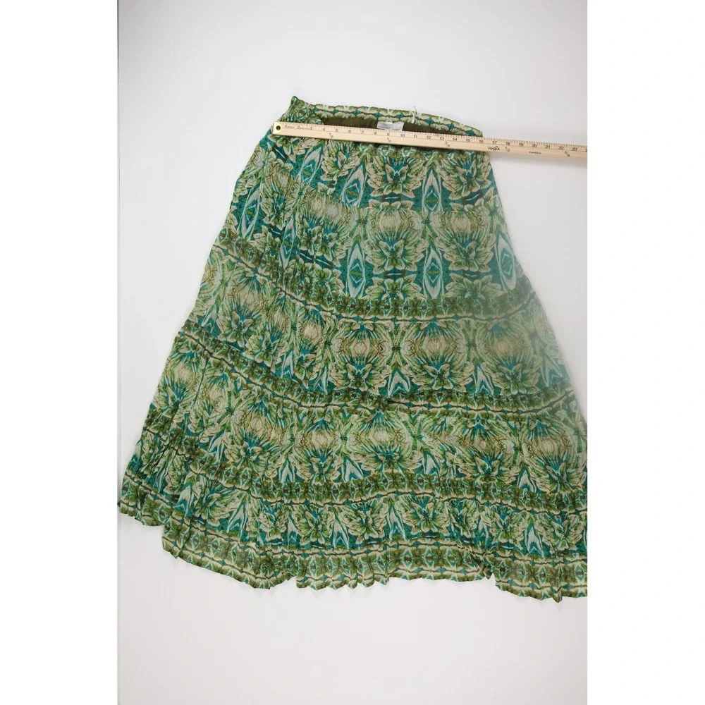 Jones New York Sport Maxi Skirt 14 Green Geometric Tiered Boho Chiffon Casual - Picture 4 of 6